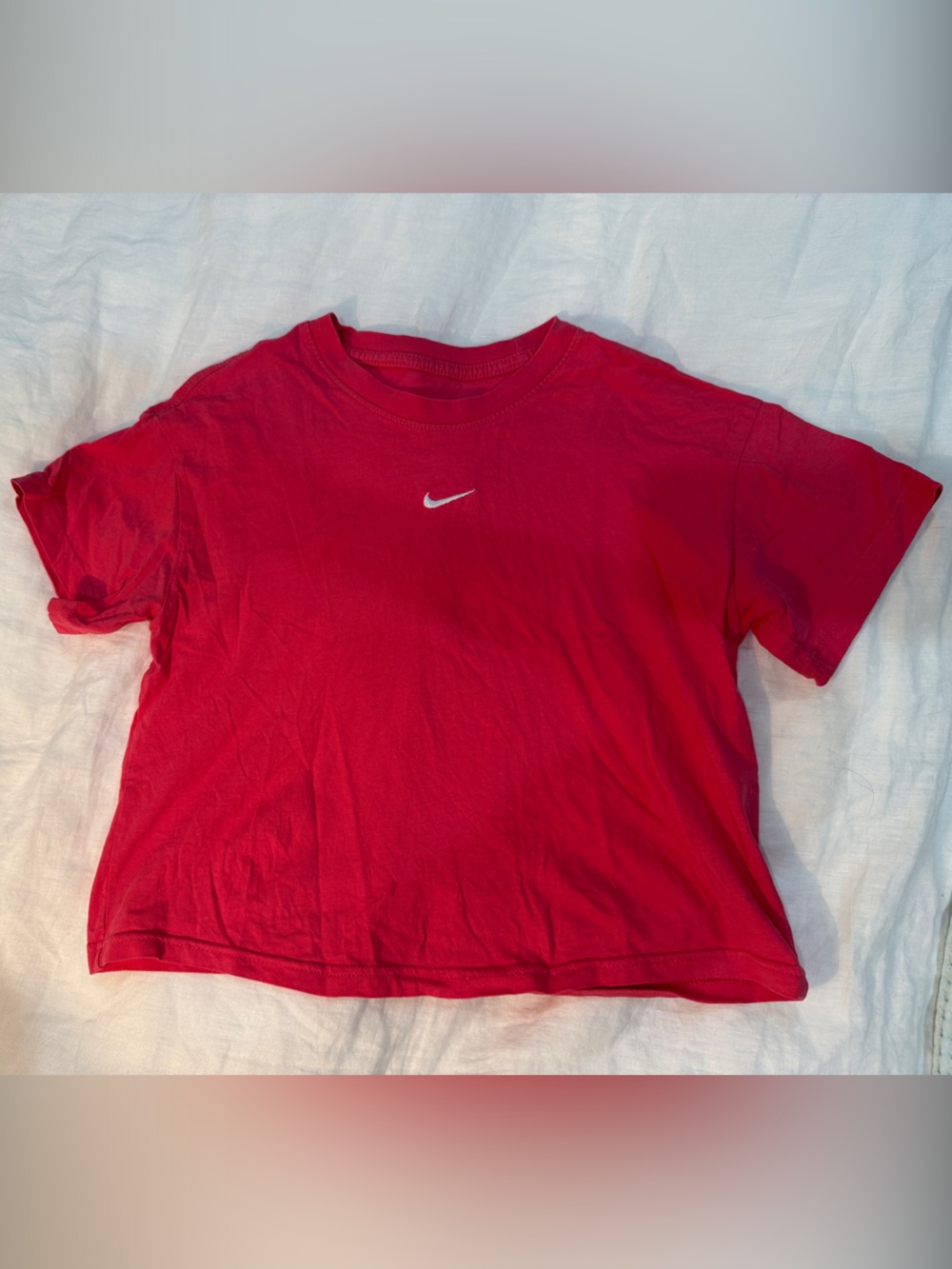Kids- sz M loose fit Nike hot Pink Short-Sleeve Tee with White Swoosh